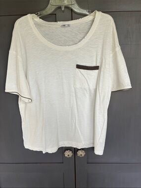 Splendid oversized medium Cream Short Sleeve Pocket Tee